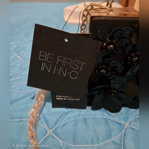 INC Adlee Clutch Black Floral Embellished Crossbody NWT - Picture 13 of 15